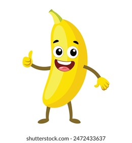 Jolly Banana Thumbs-Up 3D Render Vector