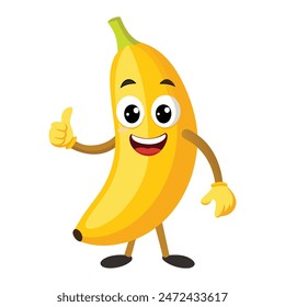 Jolly Banana Daumen-hoch-Vektorillustration 