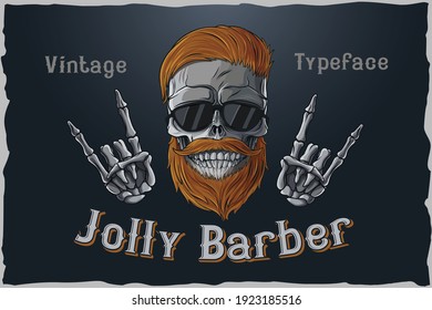 Jolly Barber vector vintage typeface with skull
