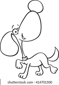 jolly cartoon dog - contour, vector, isolated on white