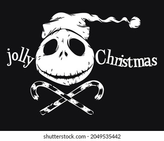 Jolly christmas flag with santa hat and crossed canes