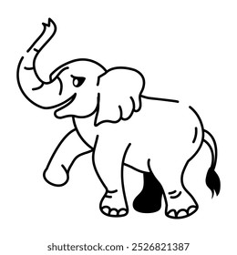 Jolly elephant icon designed in drawing style 