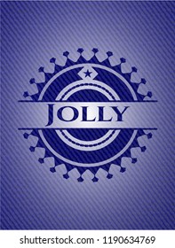 Jolly emblem with denim high quality background