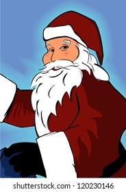 Jolly Father Christmas Isolated on a Blue Background