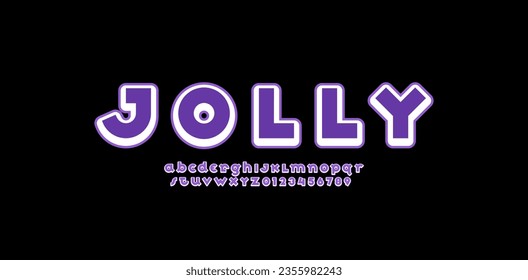Jolly font, modern alphabet, bold letters from A to Z and numbers from 0 to 9, vector illustration 10EPS