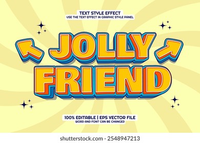 Jolly Friend Cartoon Text Effect Editable Bold 3D Style