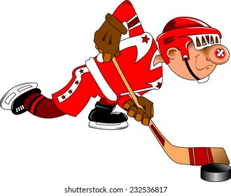 Jolly hockey player launches an attack on the opponent's