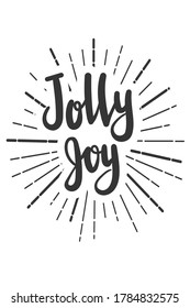 Jolly joy Christmas wishes lettering in doodle style. Vector festive illustration. Christmas wish text lettering. Greeting card, banner, poster. Vector isolated illustration.