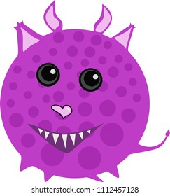 Jolly lilac devil with teeth isolated on white background