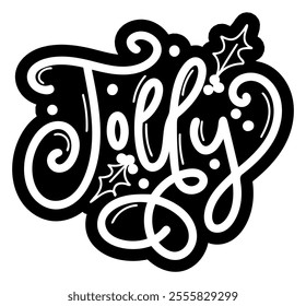 jolly merry christmas black vector graphic design and cut file