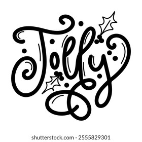 jolly merry christmas black vector graphic design and cut file