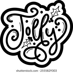 jolly merry christmas black vector graphic design and cut file