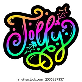 jolly merry christmas colorful bright rainbow graphic design