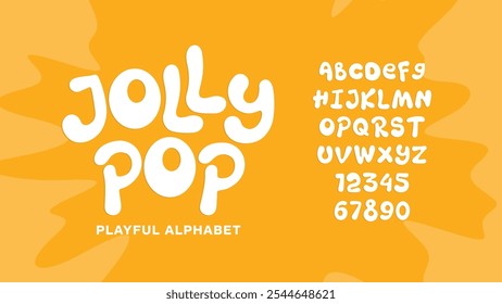 Jolly Pop: Kids style font design, playful childish alphabet, letters and numbers vector illustration