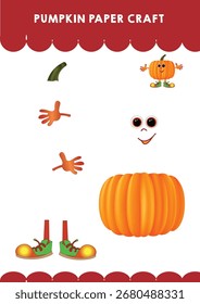 Jolly calabaza de papel actividad artesanal para niños preescolar corte y pasta artesanal