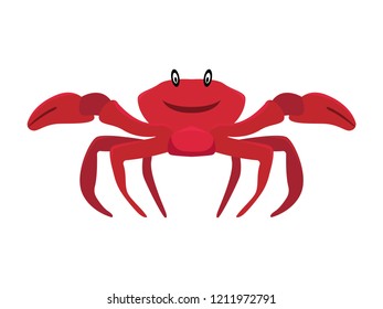 Jolly red crab. Vacation at sea. Isolated vector illustration.