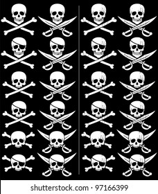 Jolly Roger: Jolly Roger in 24 different versions. Those on the right are with grunge effect. No transparency and gradients used.