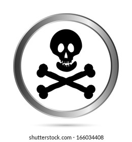 Jolly Roger flag button on a white background. Vector illustration.