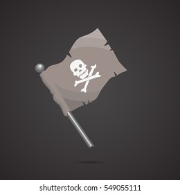 Jolly Roger flag isolated on neutral background. Vector art.