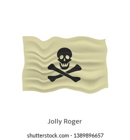 Jolly Roger flag. Pirate flag with skull and bones