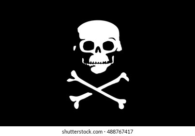 Jolly roger flag as pirates symbol skull and two bones underneath