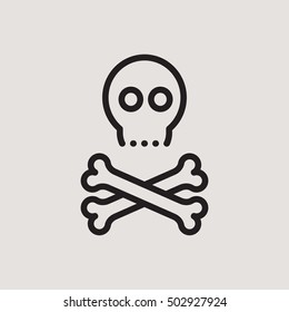 Jolly Roger Halloween Outline Vector Icon