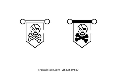 Jolly Roger design ícone com fundo branco ilustração stock