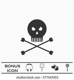 Jolly roger icon flat. Black pictogram on white background. Vector illustration symbol and bonus button