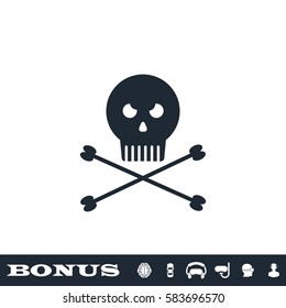 Jolly roger icon flat. Black pictogram on white background. Vector illustration symbol and bonus button