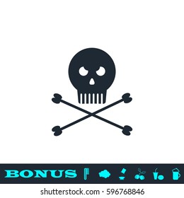 Jolly roger icon flat. Black pictogram on white background. Vector illustration symbol and bonus button