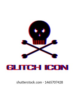 Jolly roger icon flat. Simple pictogram - Glitch effect. Vector illustration symbol