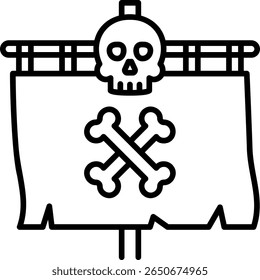 Jolly Roger Icon: Pirate Flag with Skull and Crossbones