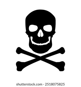 Jolly Roger icon. Silhouette style. Vector icon.