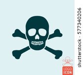 Jolly roger icon. Skull and crossbones pirate symbol. Vector illustration.