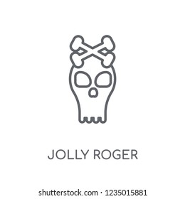 Jolly roger linear icon. Modern outline Jolly roger logo concept on white background from Fairy Tale collection. Suitable for use on web apps, mobile apps and print media.