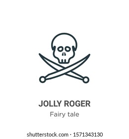 Jolly roger outline vector icon. Thin line black jolly roger icon, flat vector simple element illustration from editable fairy tale concept isolated on white background