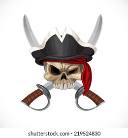 Jolly Roger in pirat hat and with sabers