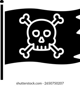 Jolly Roger Pirate Flag Icon on White Background