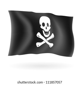 Jolly roger pirate flag isolated on white vector illustration.