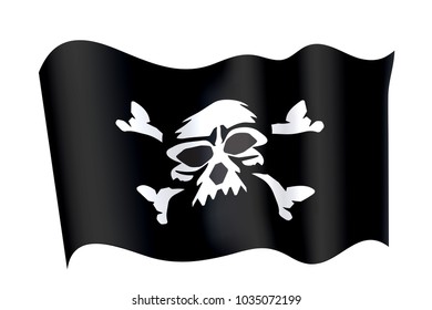 Jolly roger Pirate flag with a skull. Vector illustration.