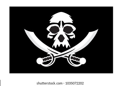 Jolly roger Pirate flag with a skull. Vector illustration.