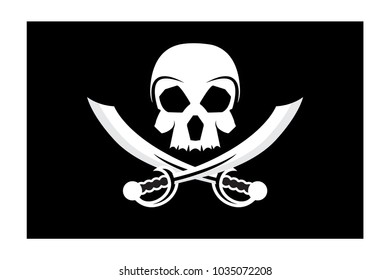 Jolly roger Pirate flag with a skull. Vector illustration.