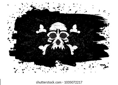 Jolly roger Pirate flag with a skull. Vector illustration.