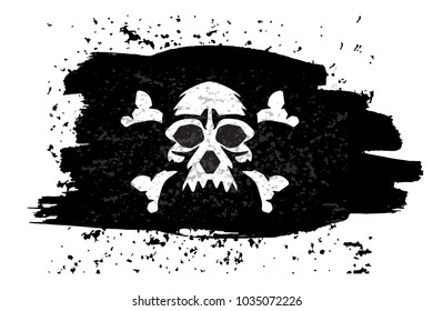 Jolly roger Pirate flag with a skull. Vector illustration.