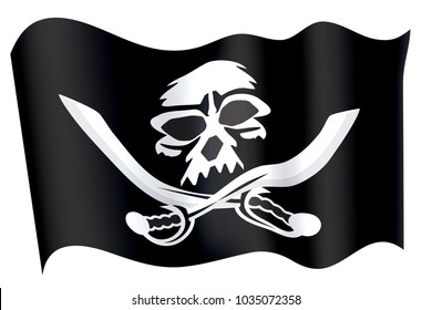 Jolly roger Pirate flag with a skull. Vector illustration.