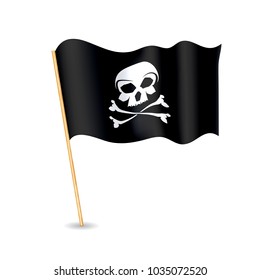 Jolly roger Pirate flag with a skull. Vector illustration.