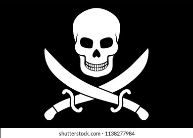 NEW 5 x 3 FOOT  PIRATE SKULL with HAT & CROSSED SABRES SWORDS PIRATE FLAG
