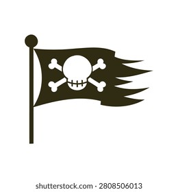 Jolly Roger pirate flag with skull and crossbones on pole