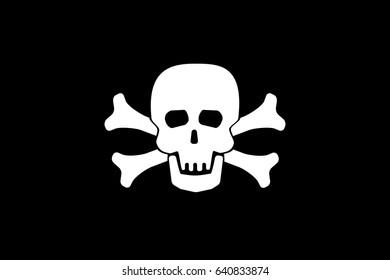 Jolly Roger Pirate Flag With Skull and Cross Bones. Vector.