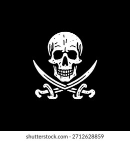 Jolly Roger Pirates Ilustración vectorial de cráneo	
